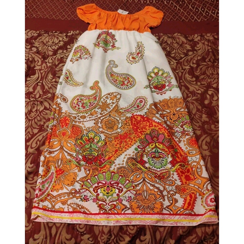 Cato Paisley Maxi Dress Size XL 16 Teen Girls Colorful Boho Beachy Orange